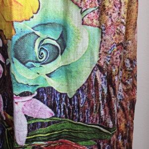 Vibrant Scarf Floral Multi Colour Soft  Shawl Wrap Skirt Lightweight EUC